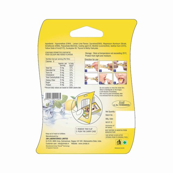 Lemon Flavor Sugar free Strips | Thinoral