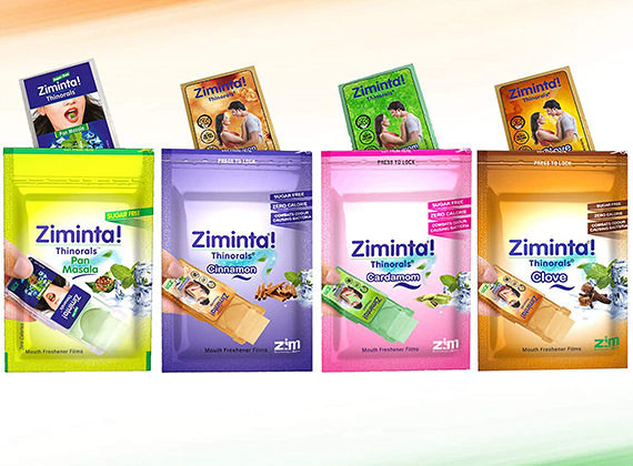 Indian Flavour Pack - Ziminta Sugar Free Mouth Freshener Easily Soluble Digestive Dispensable Strip